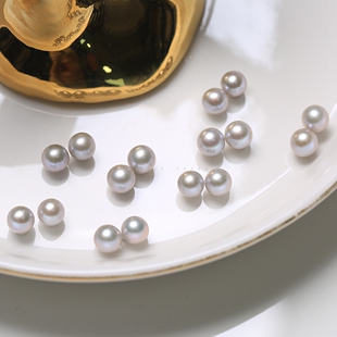 特价天然淡水AKOYA珍珠耳钉配对裸珠小灯泡5A裸珠真多麻透彩紫色