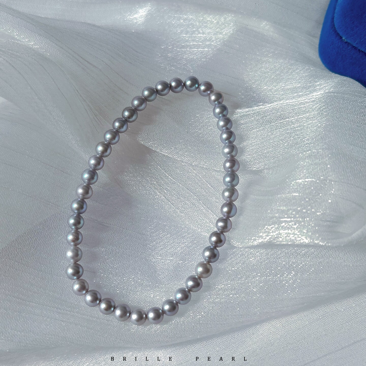 天然淡水akoya珍珠手链毕业款真多麻灰小灯泡正圆镜面极光无暇HAF