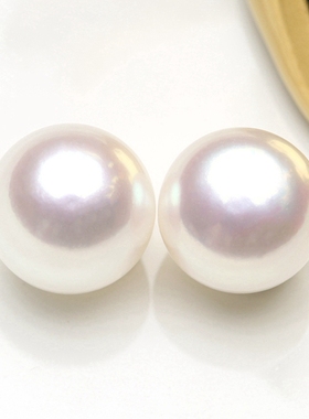 【无核6A大馒头珠配对】10.5-11mm天然淡水珍珠无瑕极光白透彩BKW