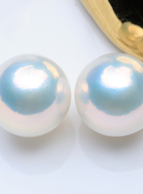 【白玫瑰】12mmAAAA正圆极光天然淡水珍珠微瑕澳白平替可定制耳钉