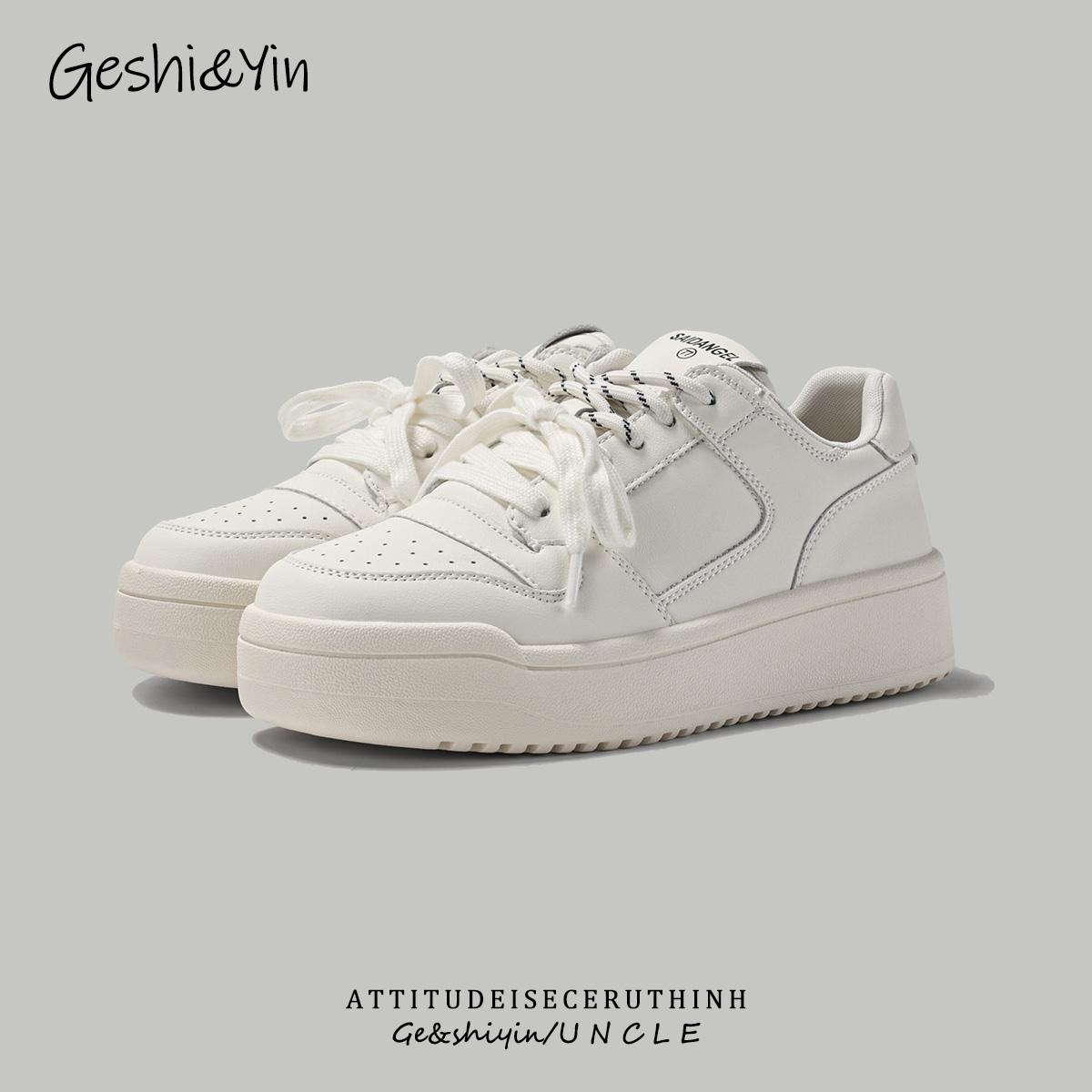 歌诗茵真皮小白鞋女2025秋季新款厚底休闲鞋百搭学生板鞋女ins潮