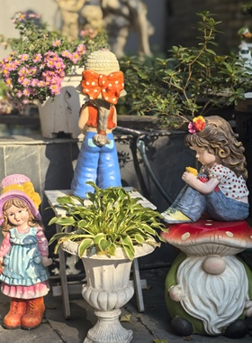 高54cm捧花女孩花园氧化镁装饰摆件户外花园庭院摆件生日礼物