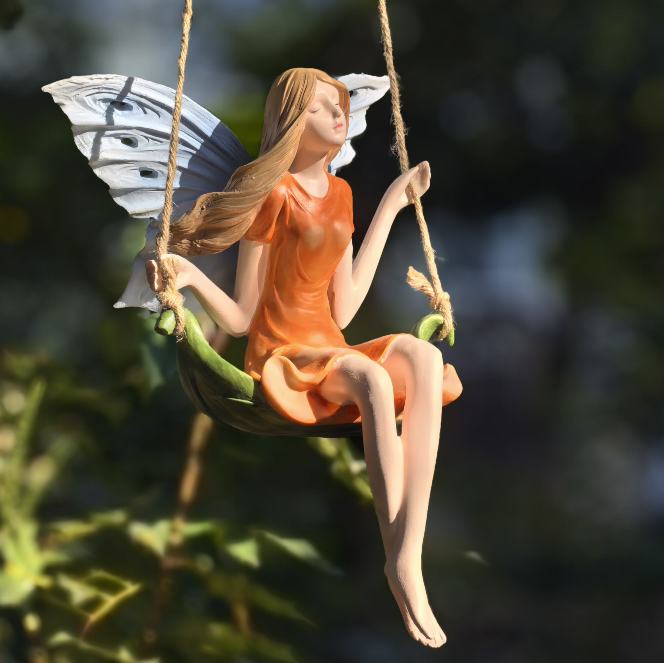 创意花仙子荡秋千户外花园庭院阳台盆栽装饰品树脂工艺品摆件