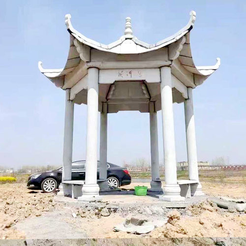 户外凉亭庭院六角石凉亭景区花园凉亭别墅休闲古建仿古八角石凉亭