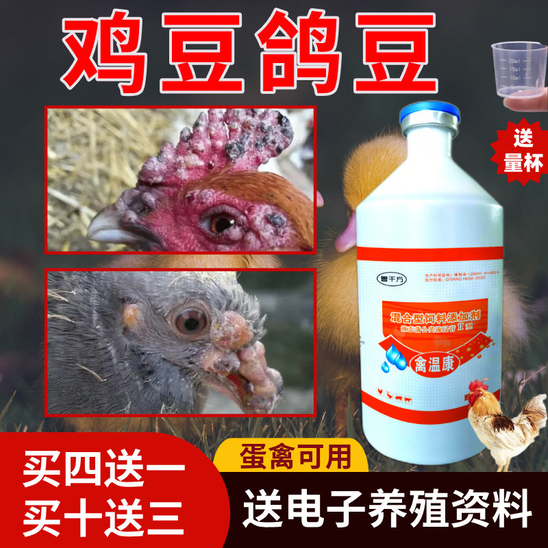 鸡鸽豆痘专用特散效病毒灵用家禽鸡冠长痘禽类毒克疫苗饮水康清