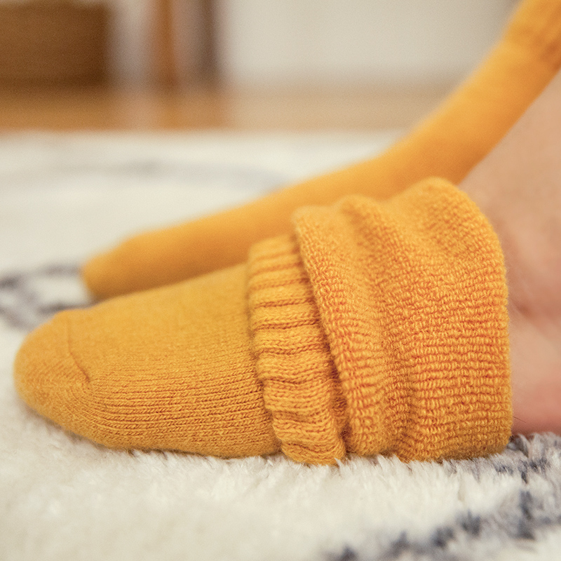 collocation冬季加厚毛圈短袜羊毛情侣袜纯色保暖女袜绅士男袜