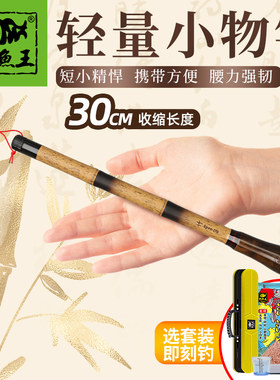 钓鱼王鳞匠竹小物钓竿28调迷你小物鳑鲏竿溪流竿短节马口手竿套装