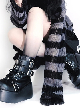 Demonia 厚底靴跨境夜行骑士辣妹厚底圆头超酷短靴扣带装饰系带马