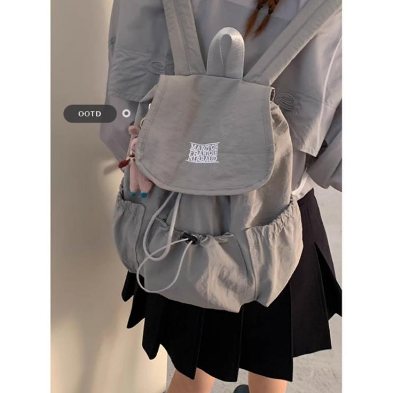 韩国尼龙帆布双肩包包女2025新款潮时尚字母背包休闲大容量登山包