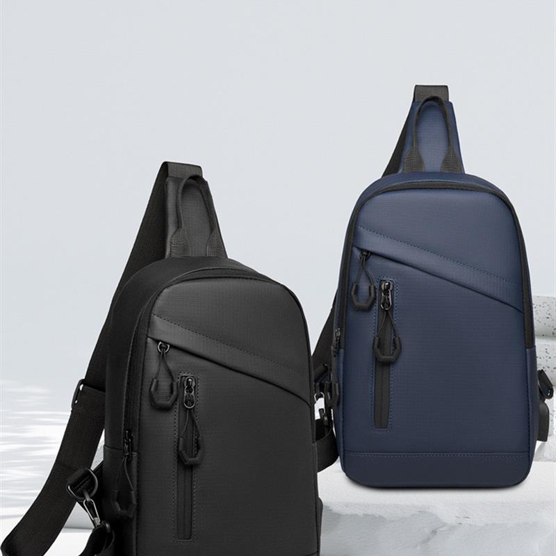 潮流通勤大容量皮膜斜挎包男休闲户外运动骑行胸包商务包百搭单肩