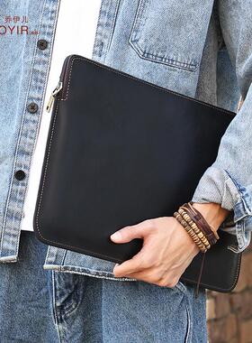 加工定制适用MacBook Pro 14寸疯马皮电脑内胆包保护套真皮公文包