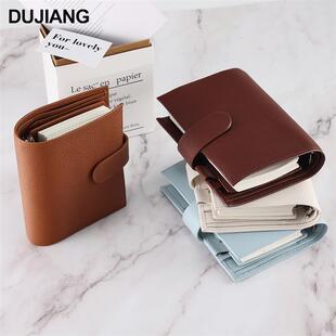 加工定制真皮便携笔记本带卡位多功能记事本马卡龙创意活页日记本
