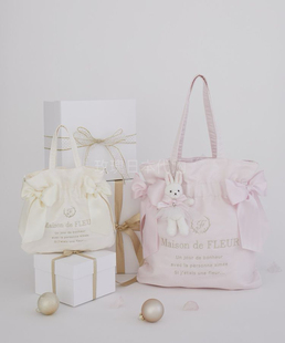 玫瑰日代现货Maison de FLEUR细闪面料金丝刺绣固定蝴蝶结单肩包