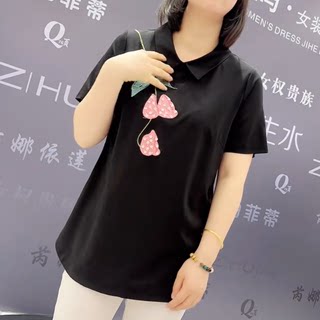 9318芮娜依莲夏季新款韩版宽松显瘦胖MM大码女装常规款短袖T恤潮