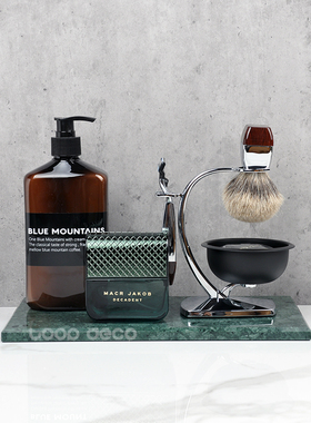 样板房洗手间浴室轻奢男士冷绿色洗漱剃须分装瓶香薰组合瓷砖展厅