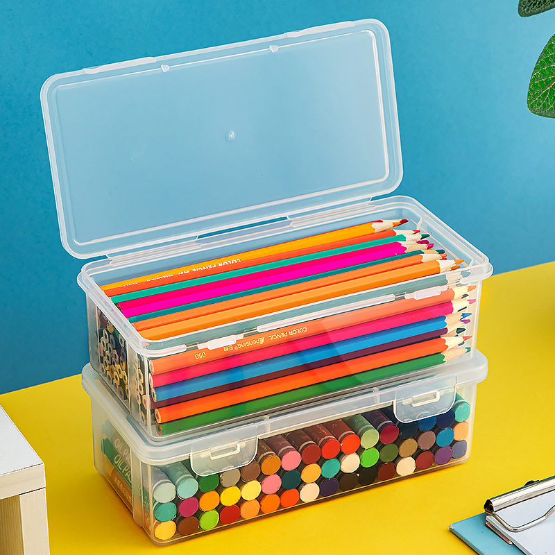 铅笔收纳盒透明大容量桌面文具儿童水彩色笔蜡笔画画绘画马克笔筒 收纳整理 文具收纳盒 原图主图