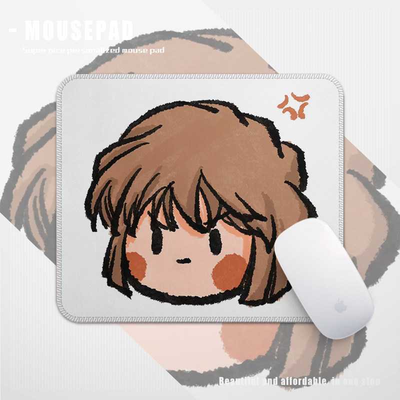 可爱灰原哀表情包学生鼠标垫小号锁边方形加厚笔记本电脑键盘垫子