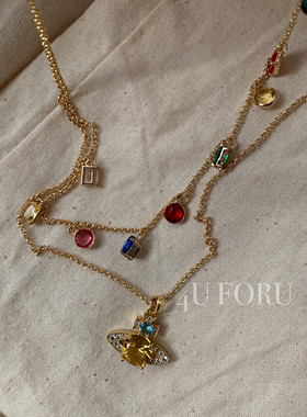 多彩锆石经典满钻项链小众独特时尚叠戴多层项链