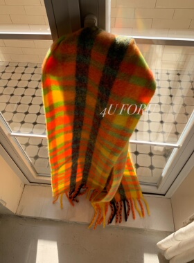 设计师款拼色提花小香风围巾含20新西兰羊毛高品质穿搭围巾