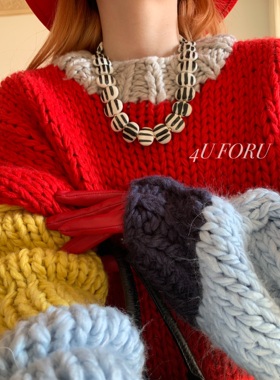 中古风时尚个性搭配项链方形黑色纹理陶瓷项链穿搭高级感配饰项链