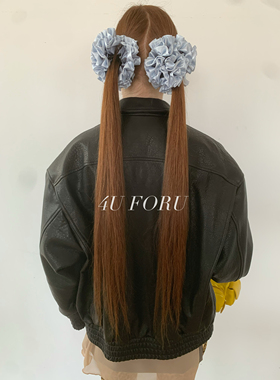 小众ins博主同款绣球花发圈缎面褶皱发艺品