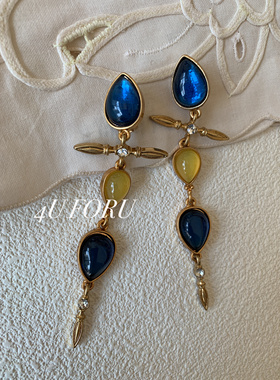 中古设计感气质耳环长款港风复古显脸瘦耳饰高级感夸张耳坠耳环