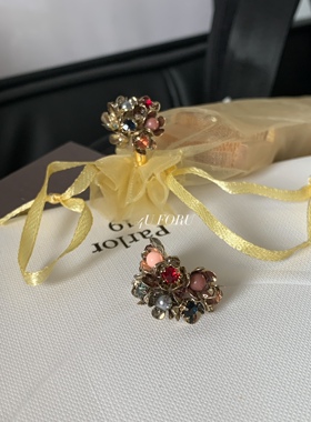 法式复古简约花朵时尚耳坠耳环