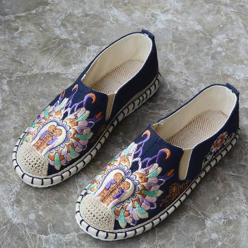 大理植物花卉胶底透气轻便休闲鞋