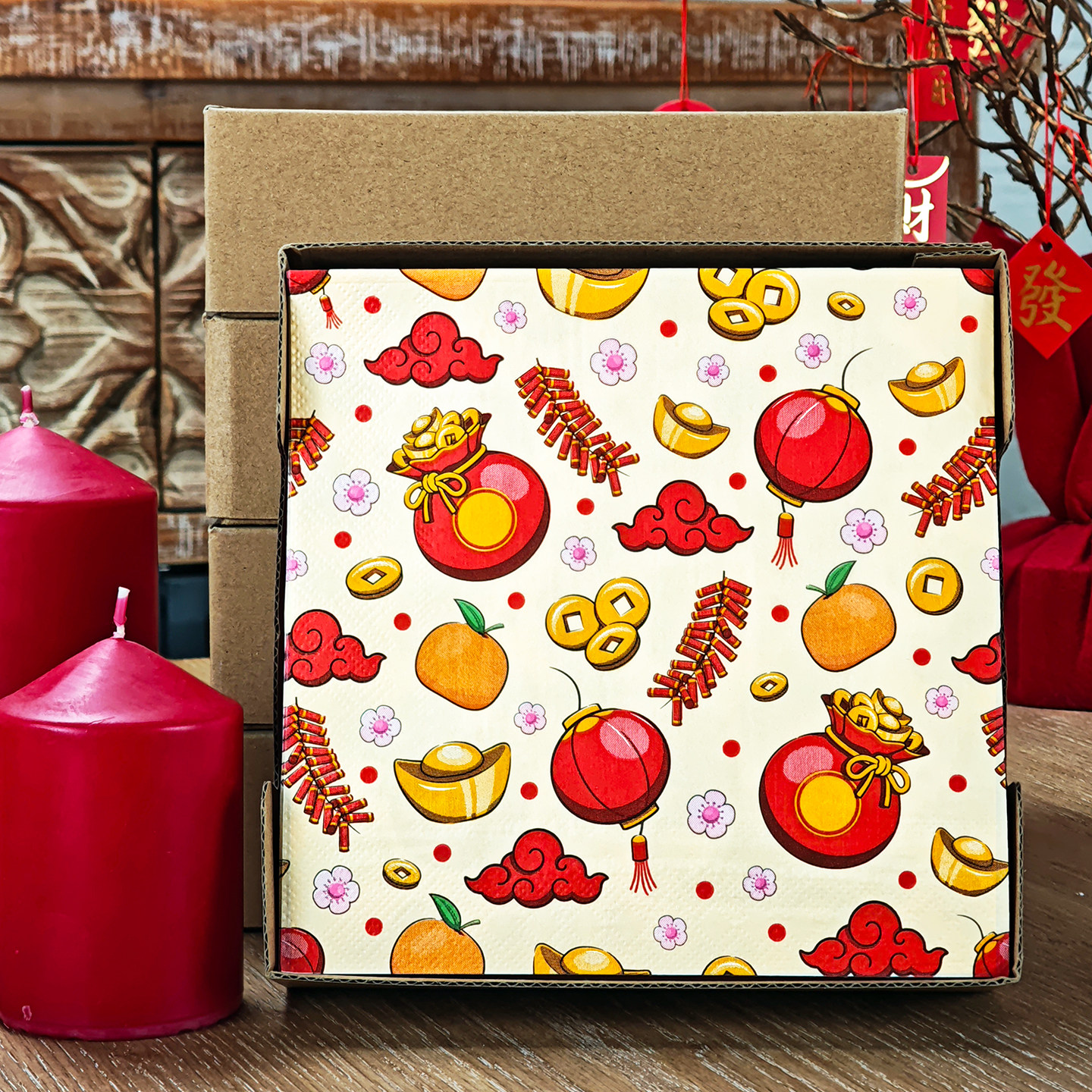 50张新年福袋元宝印花餐巾纸加厚春节过年彩色纸巾元旦除夕纸餐垫,洗护清洁剂/卫生巾/纸/香薰,餐巾纸,淘宝优惠券,粉丝福利购,淘宝优惠卷