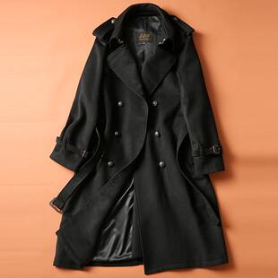 扣轻奢过秋冬装 廓版 男外套 大码 山羊绒羊毛战壕大衣秋冬季