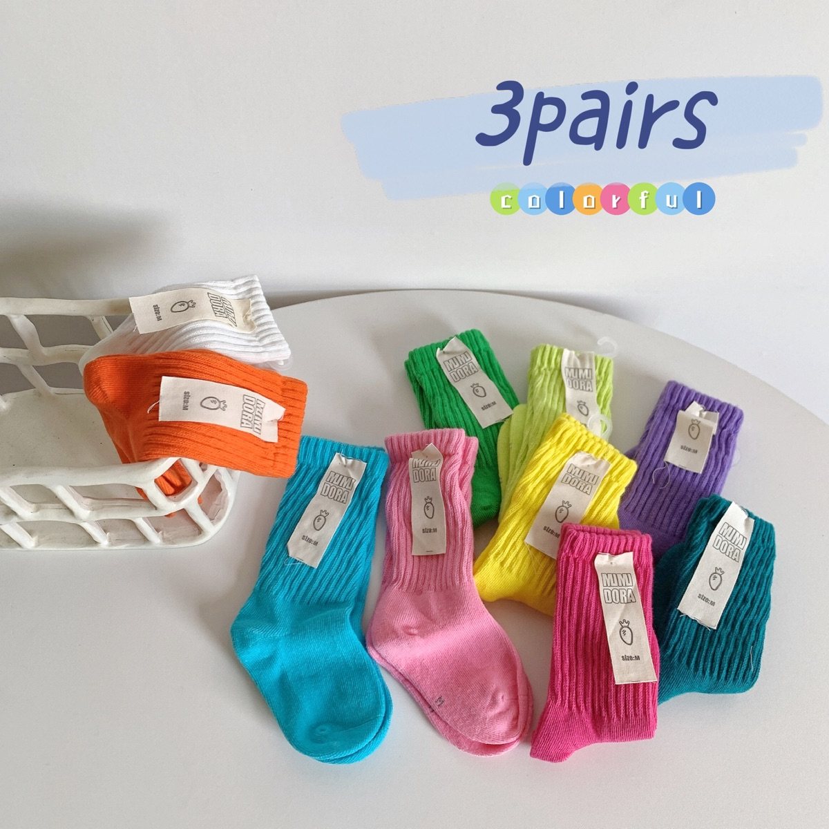 婴儿袜子秋冬纯棉高筒袜宝宝小腿袜男童女童堆堆袜纯色儿童中筒袜