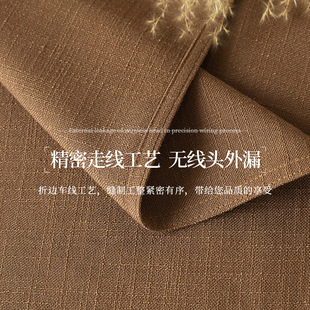 定制粗麻餐桌布家用茶几纯色圆台布艺棉麻会议桌长方形展会印log
