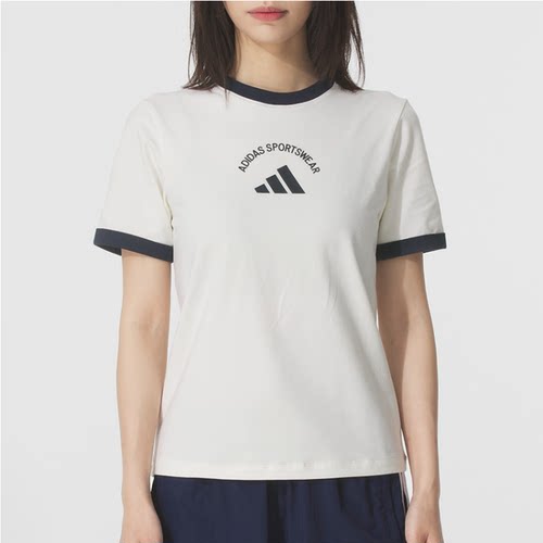 adidas短袖女半袖休闲圆领t恤