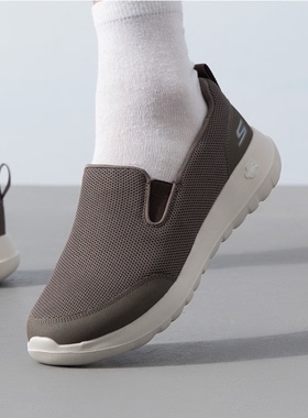 斯凯奇轻质一脚蹬懒人鞋男子透气网布休闲鞋健步鞋216010