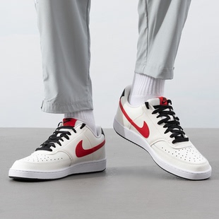 白红防滑耐磨轻便休闲鞋 Nike男鞋 Low板鞋 Vision DM1187 Court