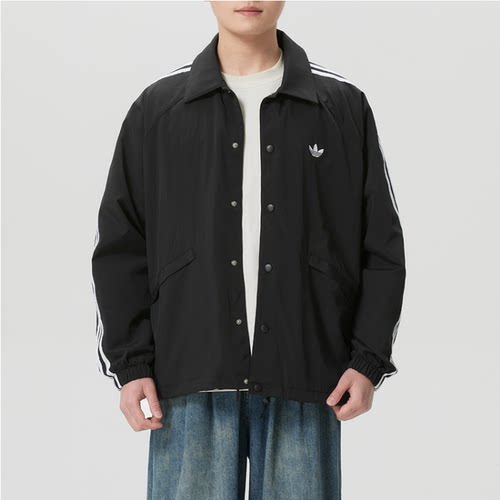 Adidas男翻领复古运动夹克外套