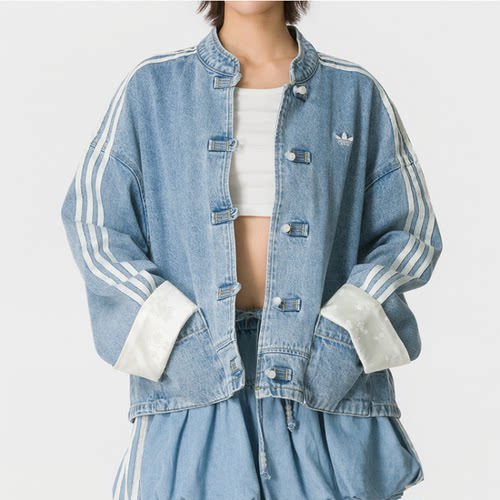 adidas女款长袖立领新中式夹克
