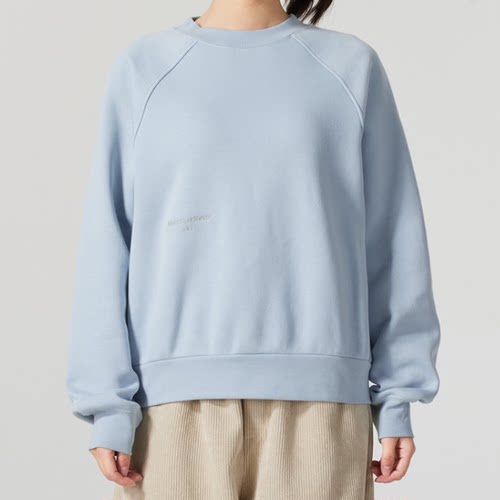 阿迪达斯女宽松加绒保暖圆领卫衣