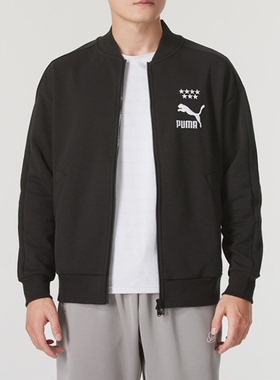 PUMA彪马冬男子新款美式拼色拉链运动休闲针织夹克外套 628094