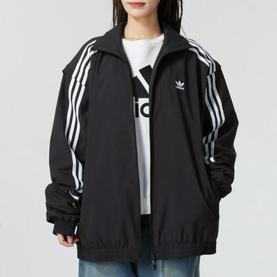 三叶草女休闲宽松立领夹克外套