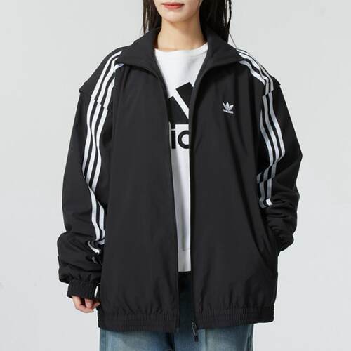三叶草女休闲宽松立领夹克外套