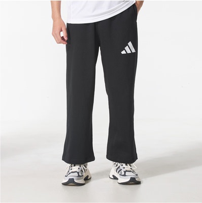 adidas休闲宽松直筒加绒针织长裤