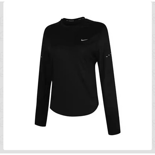 Nike女速干跑步上衣黑色长袖T恤