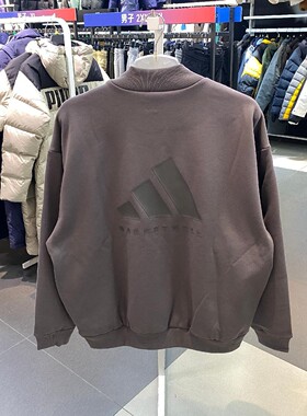 阿迪达斯男女装罗纹圆领卫衣运动加绒保暖套头衫IX1965 1966 1963