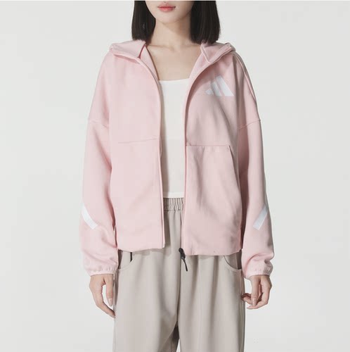 Adidas女子加厚连帽运动夹克外套