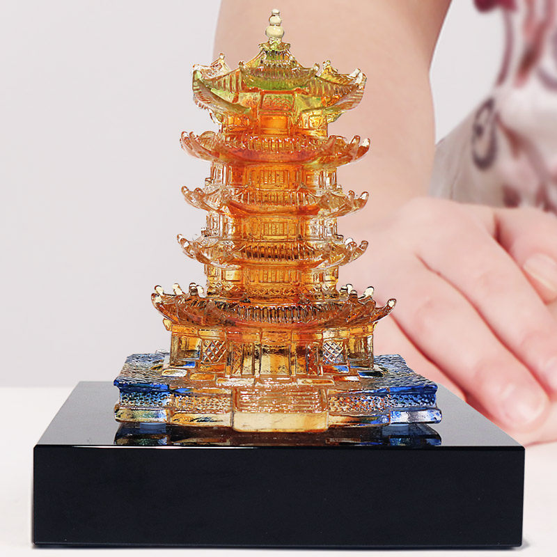 琉璃武汉黄鹤楼模型纪念品摆件家居客厅工艺品送朋友旅游商务礼物