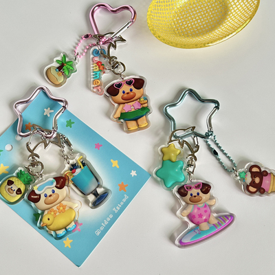 少女岛猪包小狗夏日海岛包挂装饰登山扣海豚扣可爱钥匙扣