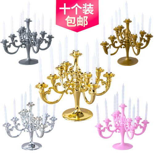烛台银色复古欧式摆件生日蛋糕
