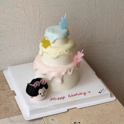 简约ins糖果风小熊蜡烛蛋糕装饰插件奶油淋面儿童生日甜品台摆件