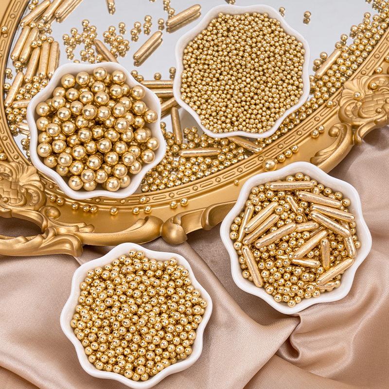 烘焙蛋糕装饰金色珠子装扮